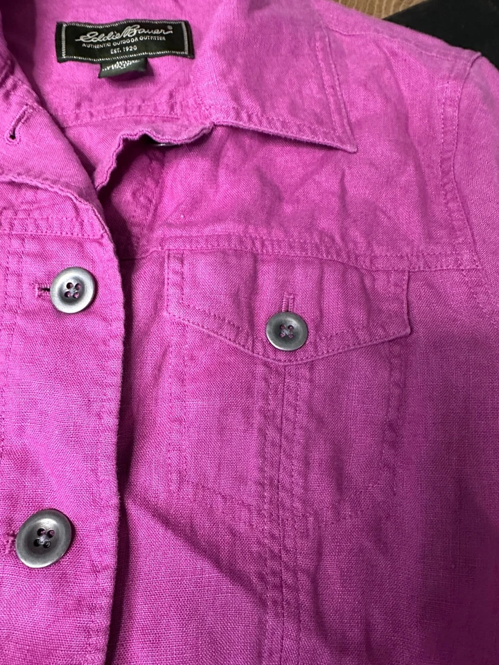 CHAQUETA CARGO EDDIE BAUER LINO AJUSTE RELAJADO NO ESTRUCTURADA MUJER M Foto 3 de 4