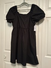 New Time & True Black Puff Sleeve Babydoll Dress Size Large