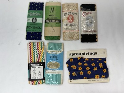 Vintage Rick Rack Trim Piping Apron Strings Lot Of 7 Cameo Wrights Majesty