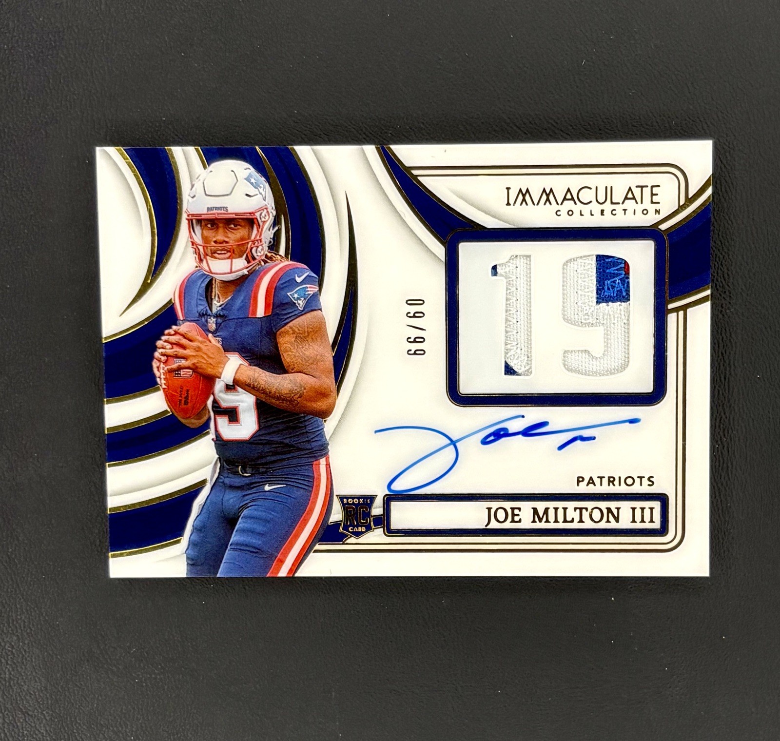 2024 Panini Immaculate Numbers Rookie /99 Joe Milton III RPA Patch Auto RC