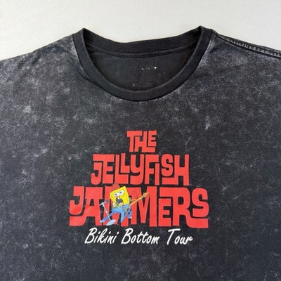 Nickelodeon SpongeBob Jellyfish Jammers Men XL Black Acid Wash Tour Graphic Tee