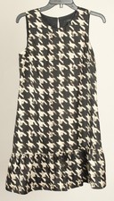 J. Crew Dress Women’s 0 Black Beige Herringbone Shift Sleeveless 100% Silk Lined