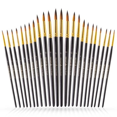 TRITART Spitzpinsel Set 24 STK. Acryl Pinsel Aquarellpinsel Gouache Pinsel