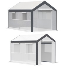 Outsunny Walk-in Garden Greenhouse Outdoor Hot House w/ Roll Up Door