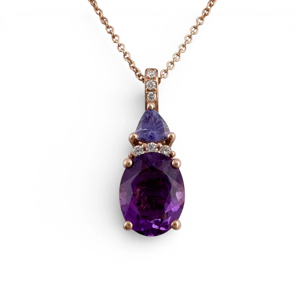 Diamond Not Enhanced Amethyst Fine Necklaces & Pendants for sale