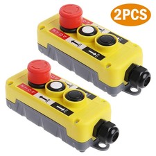 2 Up And Down Push Button Switch Pendant Control For Hoist Crane +Emergency Stop