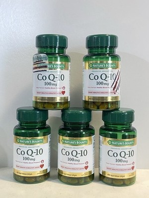 Lot of 5 ~ Nature's Bounty ~ CoQ10 100 mg ~ 45 Rapid Softgels ~ Exp 07/2027+