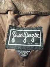 Simon & Sirois Leather Trench Coat Brown Belted Made in Argentina Size Men Med