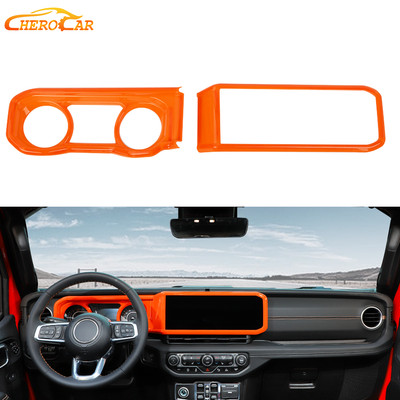 For Jeep Wrangler JL JT 2024+ Orange Dash Instrument Display Screen Cover Decor