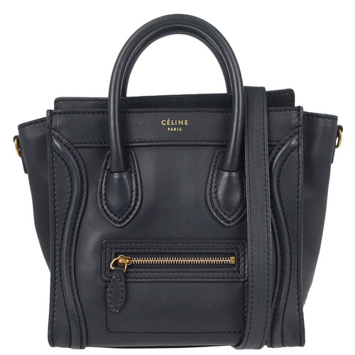 Celine Navy Leather Nano Luggage 2way Tote Bag S-ZP-1111 187981