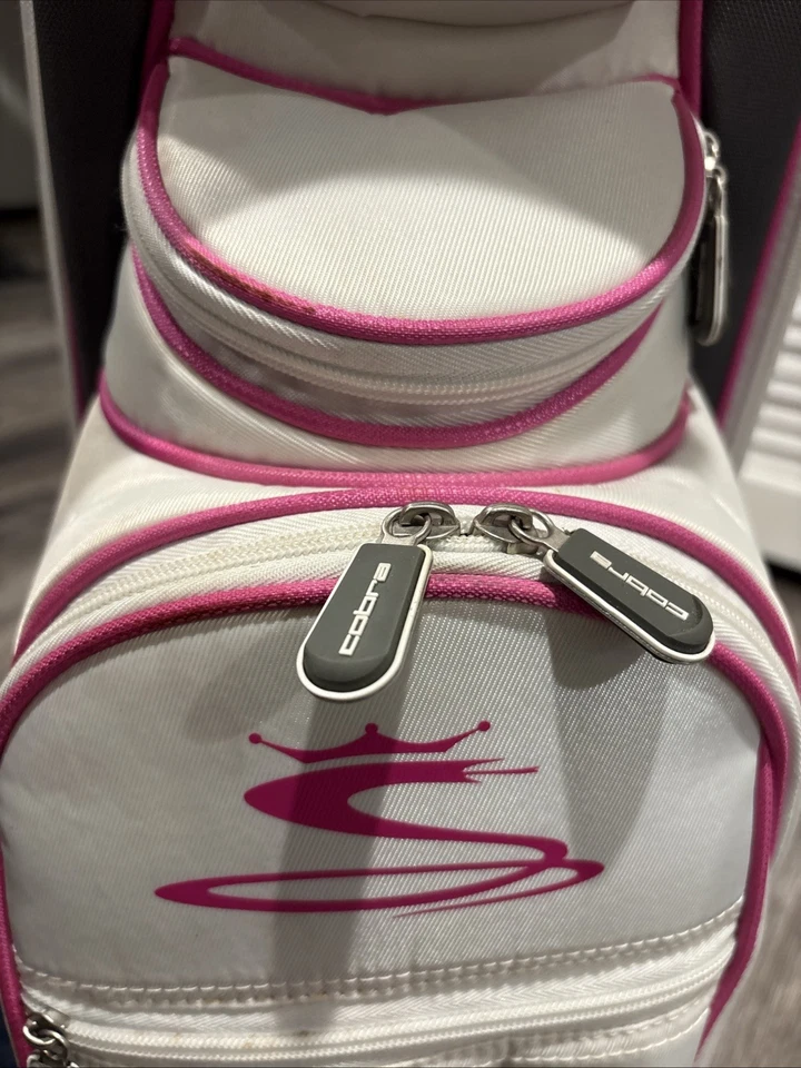 Cobra White Pink 6-Way Women's Golf Cart Bag with Rain Cover - Image 4 of 4
