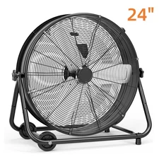 24" High Velocity Industrial Drum Fan 3-Speed Heavy Duty Metal Shop Floor Fan