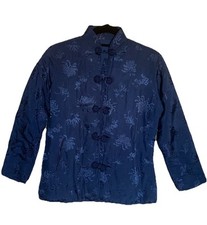 Vintage Silk Rayon Asian Jacket w Side Pockets