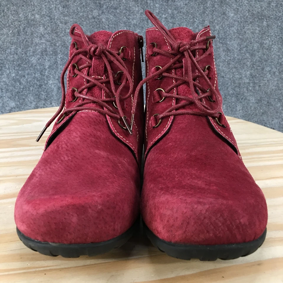 Botas Propet para mujer 10EEEE Delaney cremallera con cordones botín al tobillo WFV002S cuero rojo Foto 4 de 4