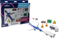 Daron 12-Piece jetBlue A321 Balloons Livery Airport Die-Cast Airplane, Vehicles