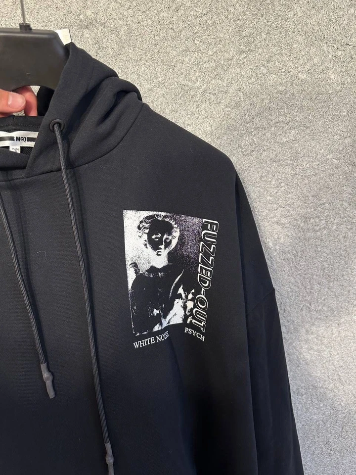 Sudadera con Capucha Alexander McQueen “Fuzzed-Out Frentic” Gráfica Grande Negra Talla XL Foto 3 de 4