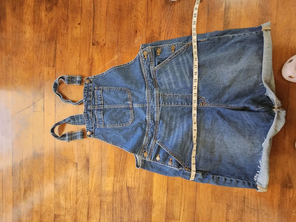 Macacão J.Crew azul denim tamanho grande vestuário de trabalho shorts multibolsos tamanho XL - Imagem 3 de 4