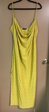 PrettyLittleThing plus size women’s midi chartreuse cowl body on dress