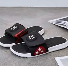 MENS WOMENS PU LEATHER SLIDER MULE SANDALS POOL BEACH SPORT SHOWER SLIPPER