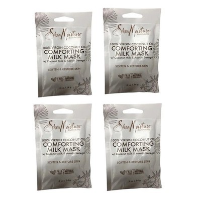 4 x Shea Feuchtigkeit 100 % natives Kokosöl beruhigende Milchmaske 0,5 Unzen/14 g.