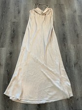 Show Me Your Mu Mu, Anthro, Faith Maxi Dress Cowl Champagne Luxe Satin Strappy 