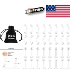 16G Clear Acrylic Retainers 32pcs Lip Studs and Eyebrow Rings for Multiple Use