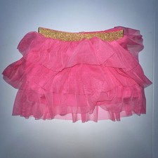 Wonder Kids Girls Skirt 4T Tulle Layered Skirt Hot Pink Gold Elastic Waist Cute