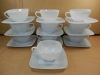 Vintage Fire King Delphite Blue Azurite Charm Milk Glass Cups & Saucers 20pc