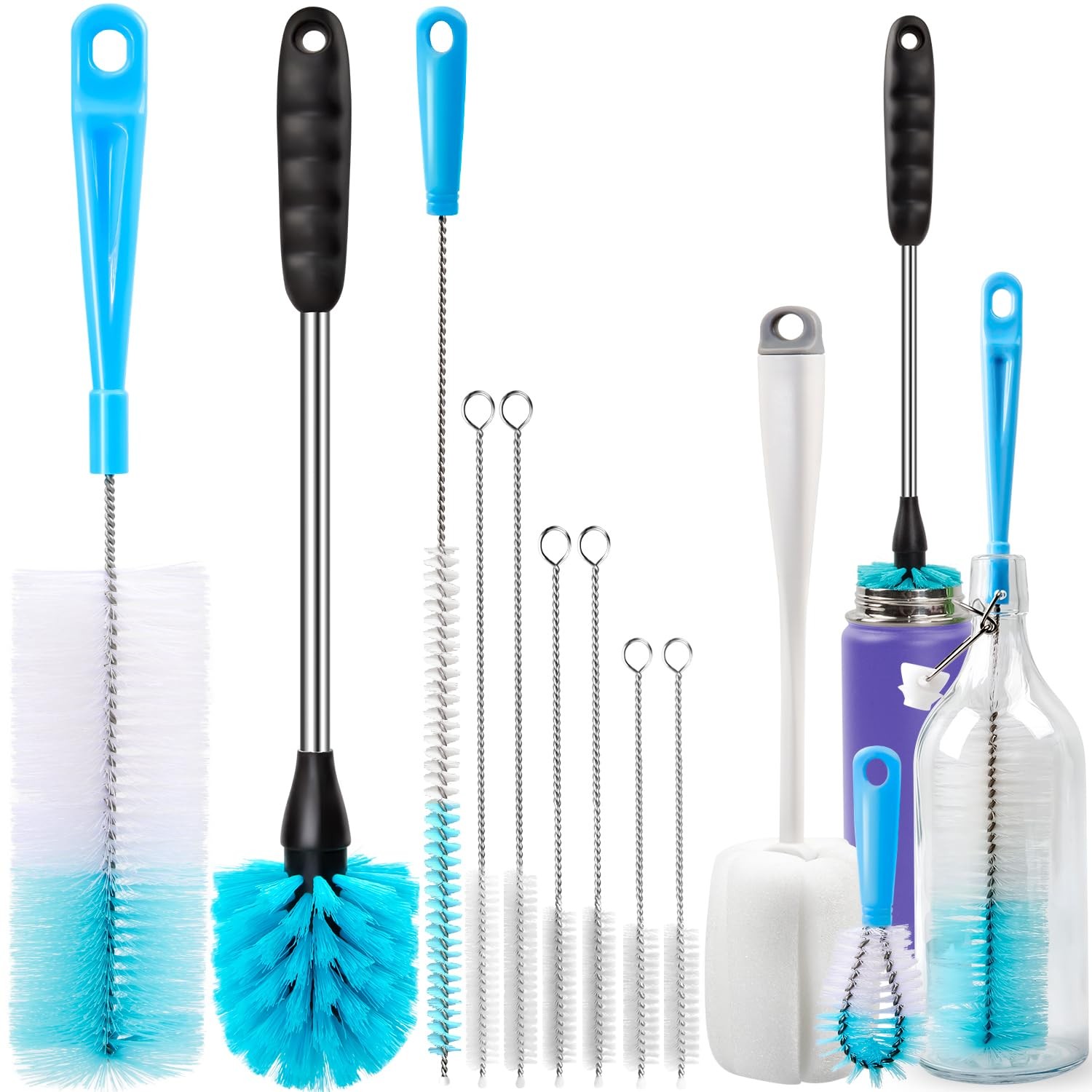 5 Pack Bottle Brush Cleaning Set，Long Handle Bottle Cleane