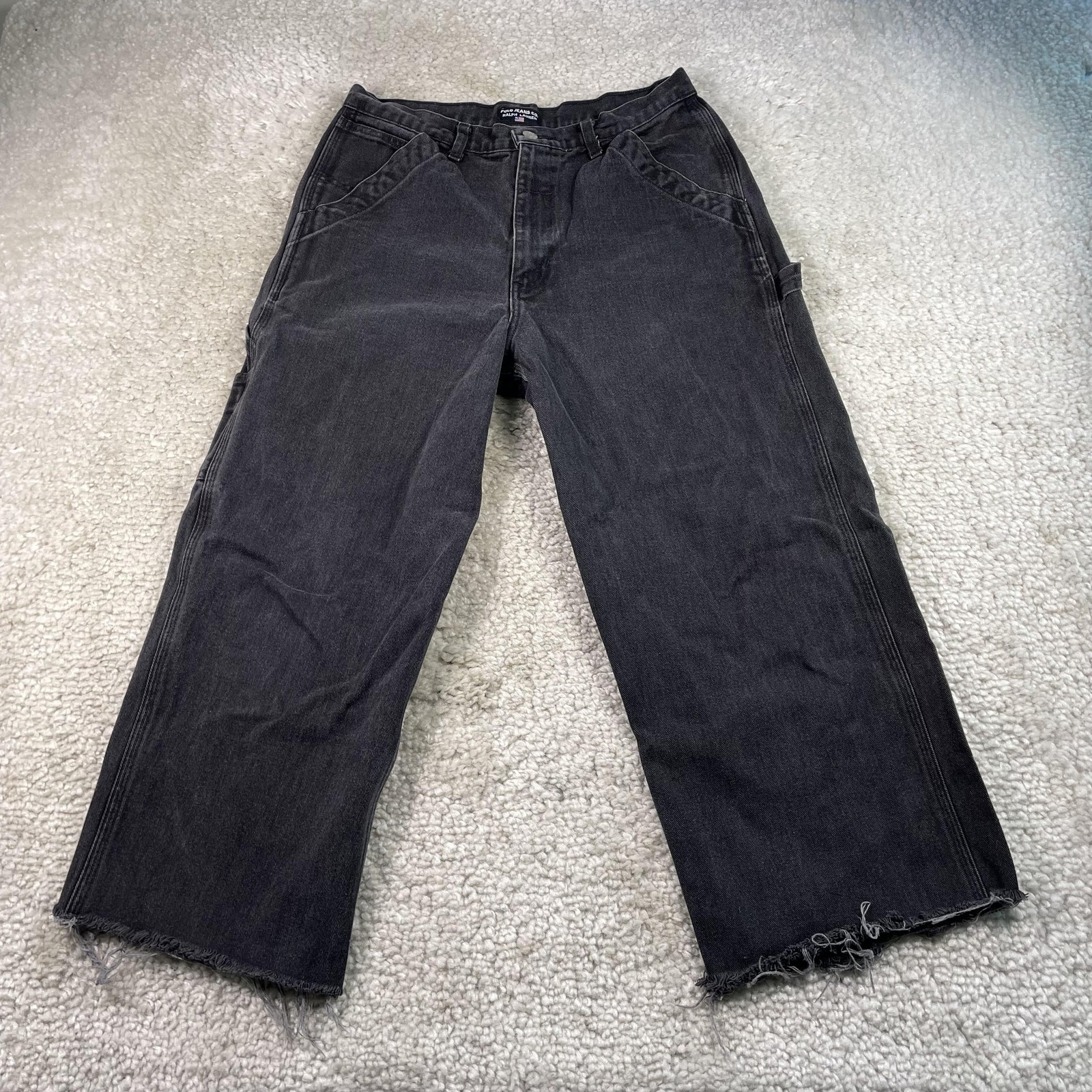 Vintage Polo Jeans Co Ralph Lauren Jeans Mens 31x24* Black Carpenter Raw Hem