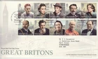 GB Stamps First Day Cover Great Britons, TV,sport, Politics,music SHS Quote 2013