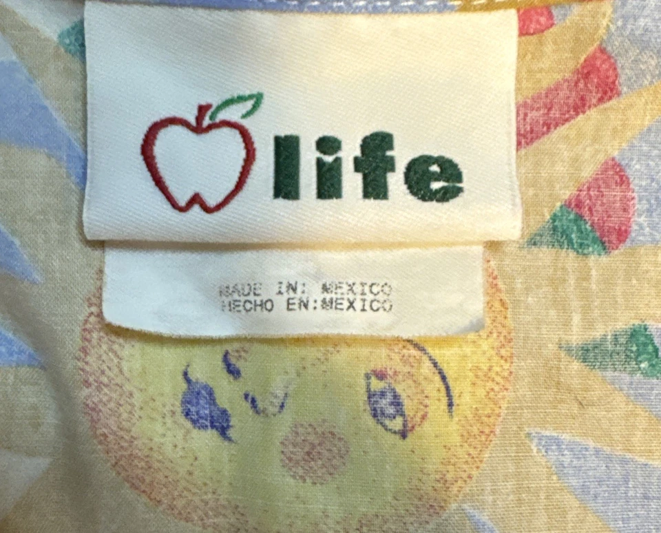 Camisa vintage esfoliante celestial enfermeira médica botão S anos 90 sol lua colorida - Imagem 3 de 3