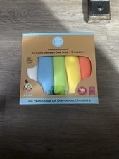 Charlie Banana 5 Cloth Diapers One Size + 5 Inserts- NEW BRIGHT COLORS