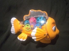 Transparent Gear Fish with Music & Lights Babies Toddlers Tummy Time Bump-n-Go