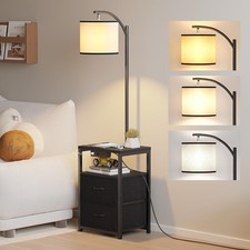 Floor Lamp with Table  2 Drawers, Lamp with USB Port and Outlet