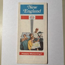 Vintage Esso Humble Oil Gas New England Boston US Travel Tourism Road Map 1972