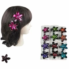 12 pieces Rhinestone Plumeria Hawaii Flower Hair Claw Jaw Clamp Clips Updo Lot 