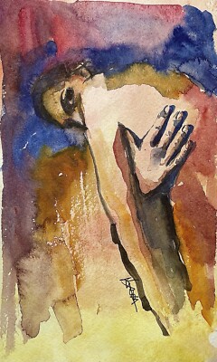 Original Unikat Figurative Portrait Watercolour Porträt Aquarell Gemälde Bild