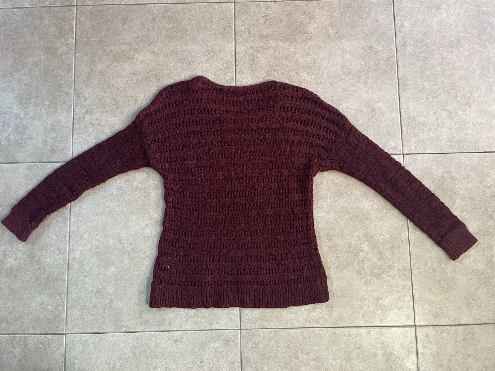 Takara Burgundy Knit Sweater Large Fuzzy 