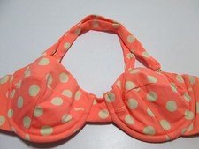 J Crew Womens Size 34B Bikini Top Coral Underwired Unlined Polka Dot Crossback