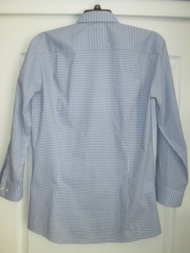 Boss Hugo Boss Slim Fit Stretch Spread Plaids Men Dress Shirt Blue 16 | 32 UPC63 - Picture 5 of 12