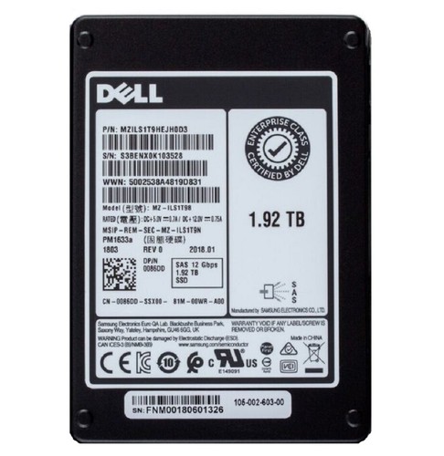DELL Samsung PM1633a 1.92TB SSD 2.5" SAS 12Gb/s MZ-ILS1T9B Solid State Drive