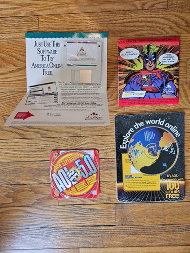 SELTENE ORIGINAL AOL v1.1 3,5" Diskette + Wizard 3,5" + 2 CDs - ALLE VERSIEGELT
