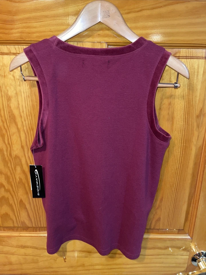 Camiseta sin mangas Sideways para mujer talla grande roja terciopelo rosas sin mangas floral nueva con etiquetas Foto 4 de 4