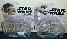 HOT WHEELS 2021 STARSHIPS STAR WARS HOVER PRAM & RAZOR CREST W/FLIGHT STAND! HTF