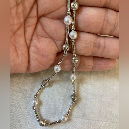 Simply Silver Fine Sterling Silver Made in Italy Pearl Necklace - Picture 5 of 10
