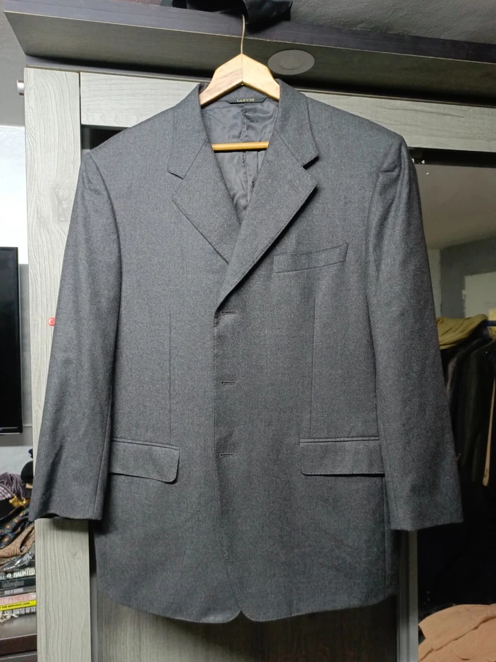Traje Chaqueta Blazer Vintage Lanvin Paris Classique Todo Estambre Clásico Gris 46R Foto 2 de 4