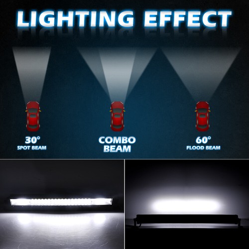 Tri Row 42" INCH + 22" LED Lights Bar +4x 7" Pods For Jeep Wrangler JK TJ YJ 4WD - Picture 9 of 24