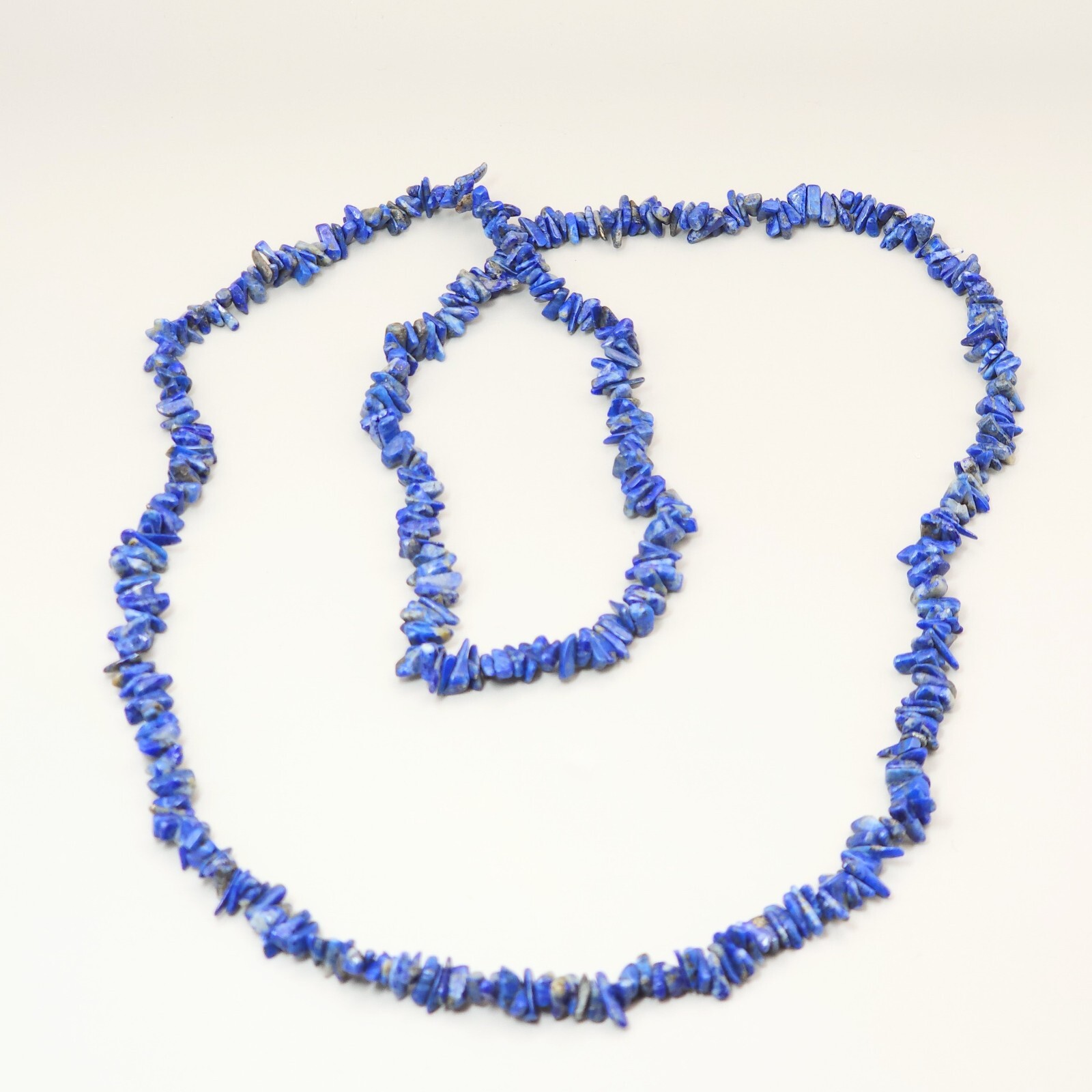 Continuous Loop Blue Stone Lapis Lazuli Chip Neck… - image 5