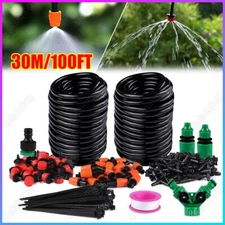 100ft Drip Irrigation System Garden Plant Self Watering Hose Micro Sprinkler Kit